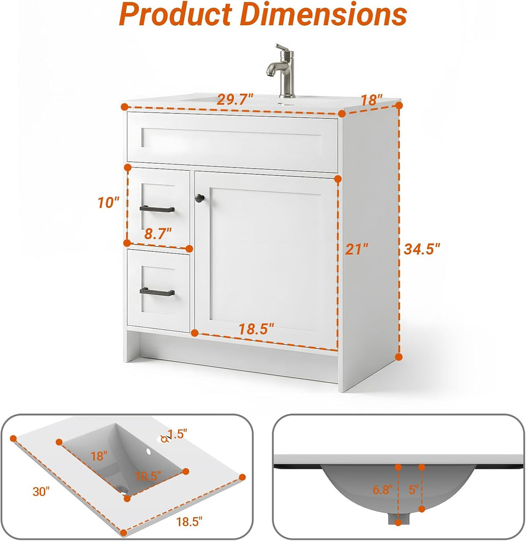 Shaker‑Style White Bathroom Vanity With Sink