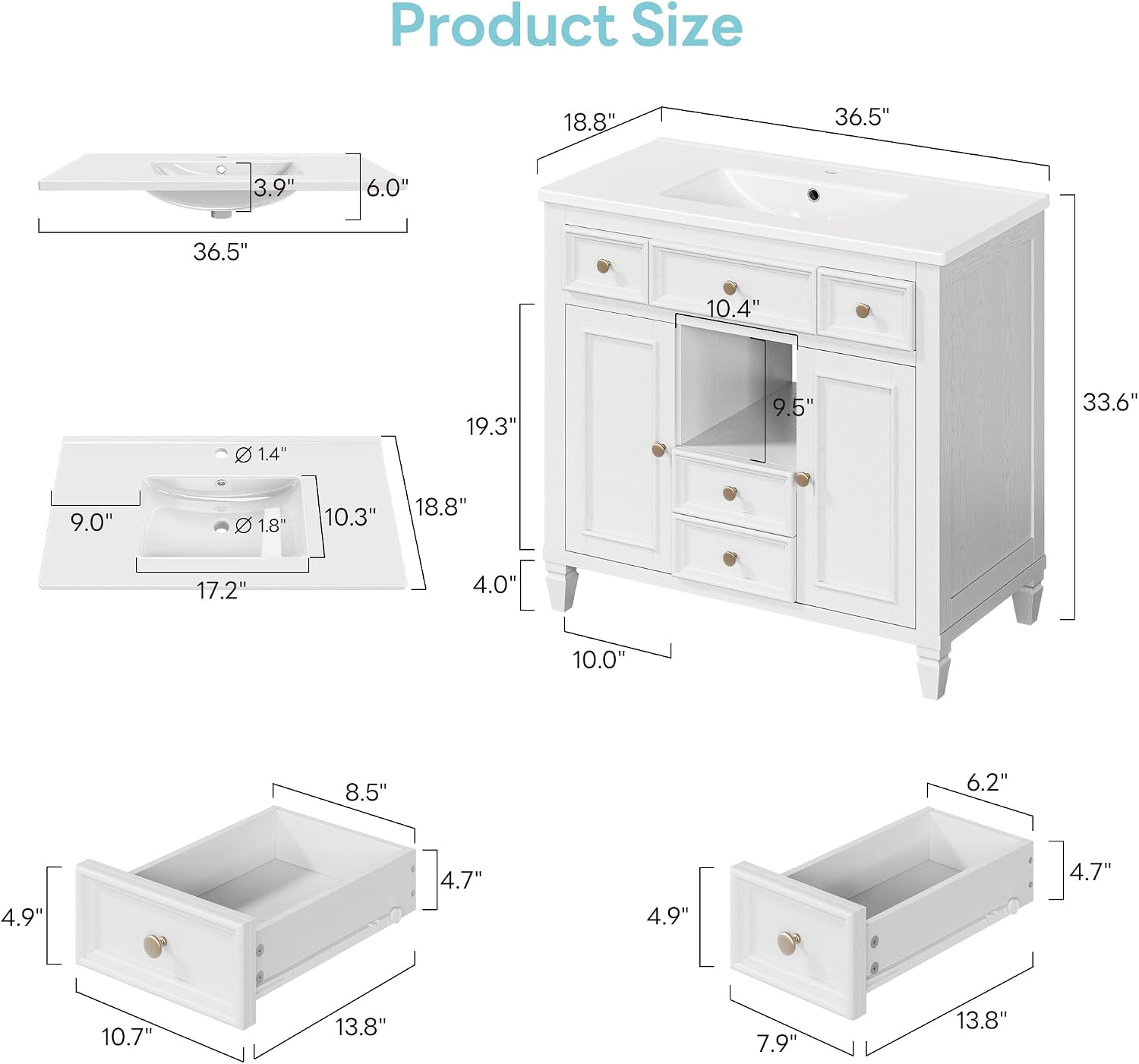 White Bathroom Vanity With Ceramic Sink