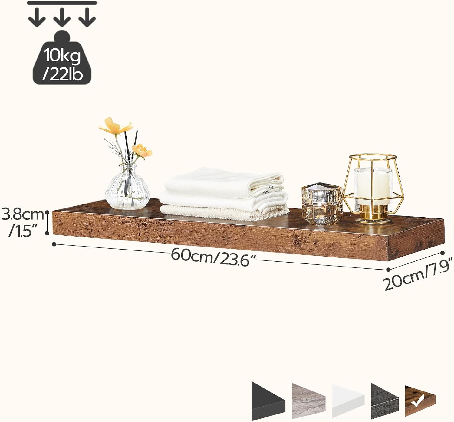 Rustic Wall‑Mounted Floating Storage Shelves