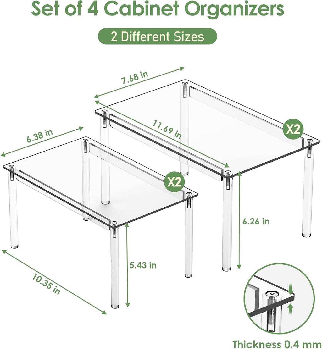 Clear Stackable Acrylic Cabinet Storage Risers