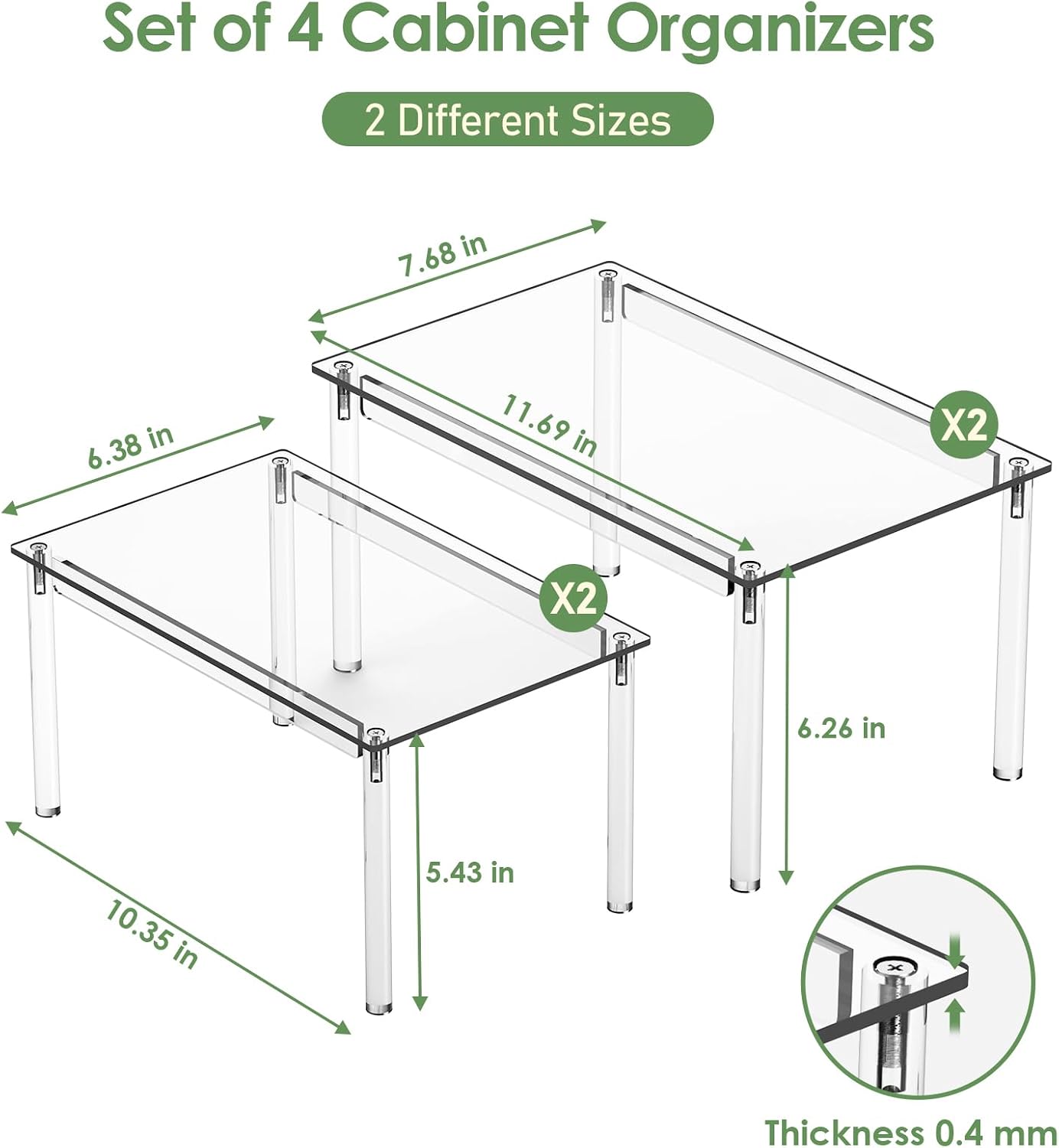 Clear Stackable Acrylic Cabinet Storage Risers