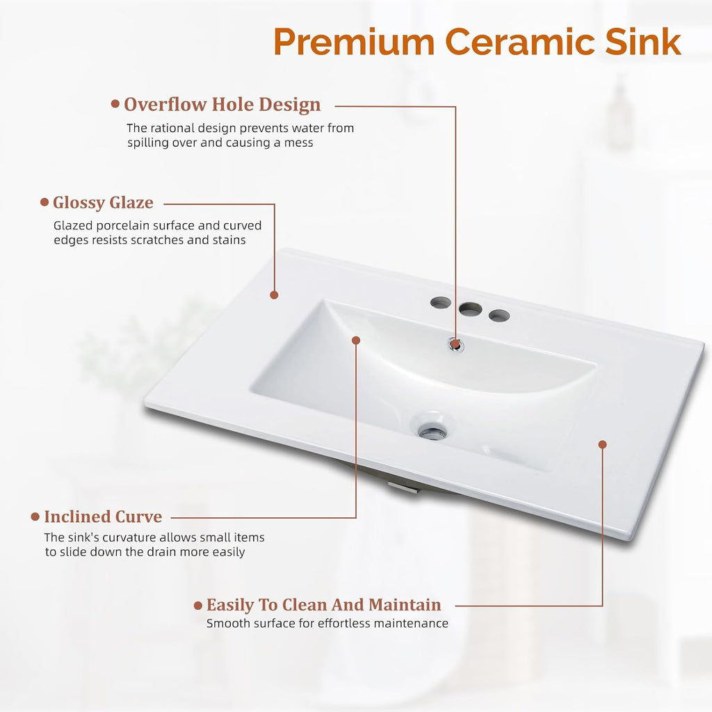 Mid‑Century Bathroom Vanity With Ceramic Sink