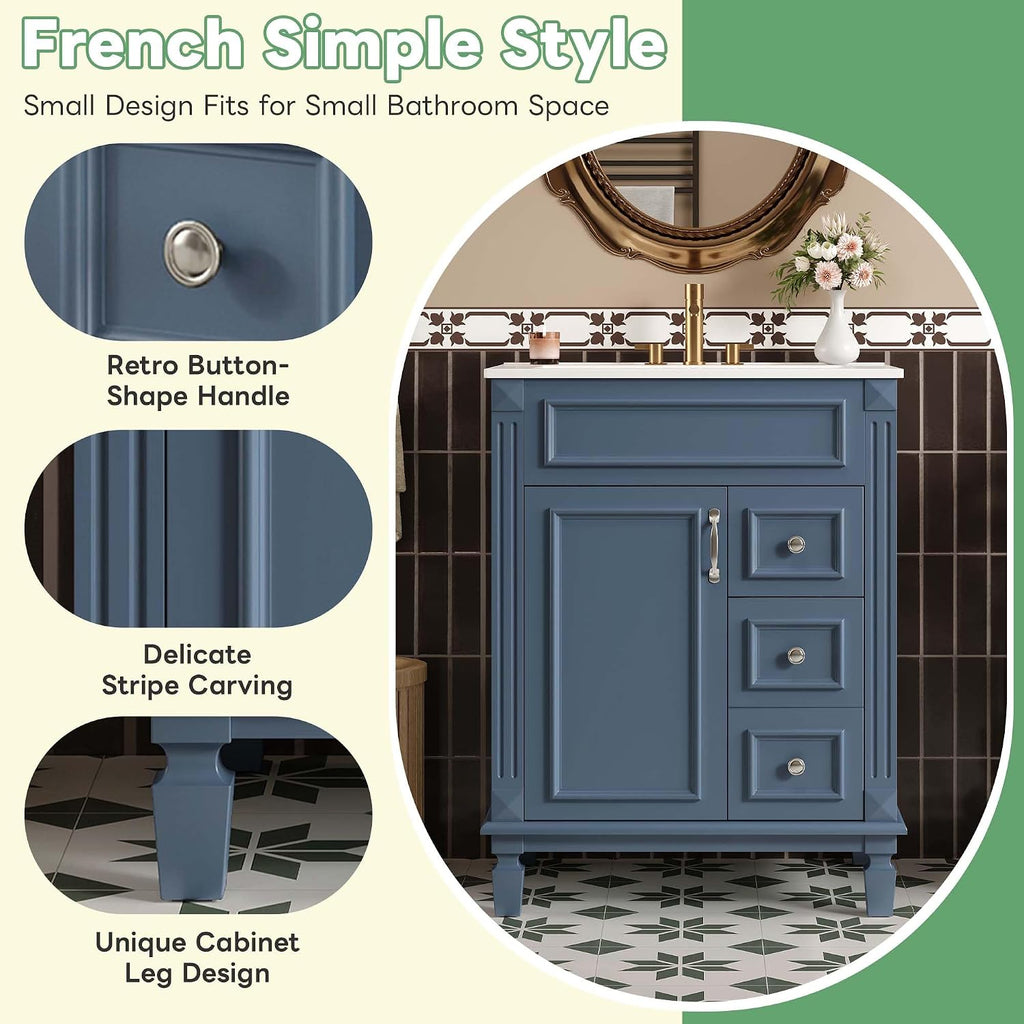 Blue Freestanding Bathroom Vanity With Sink