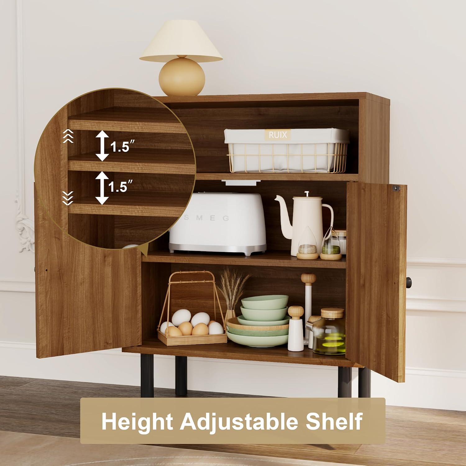 Boho Rattan Accent Storage Cabinet