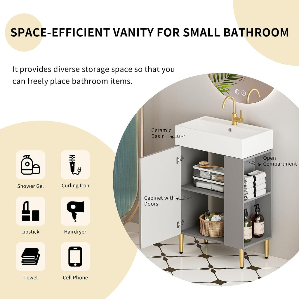Small Bathroom Vanity With Square Ceramic Sink