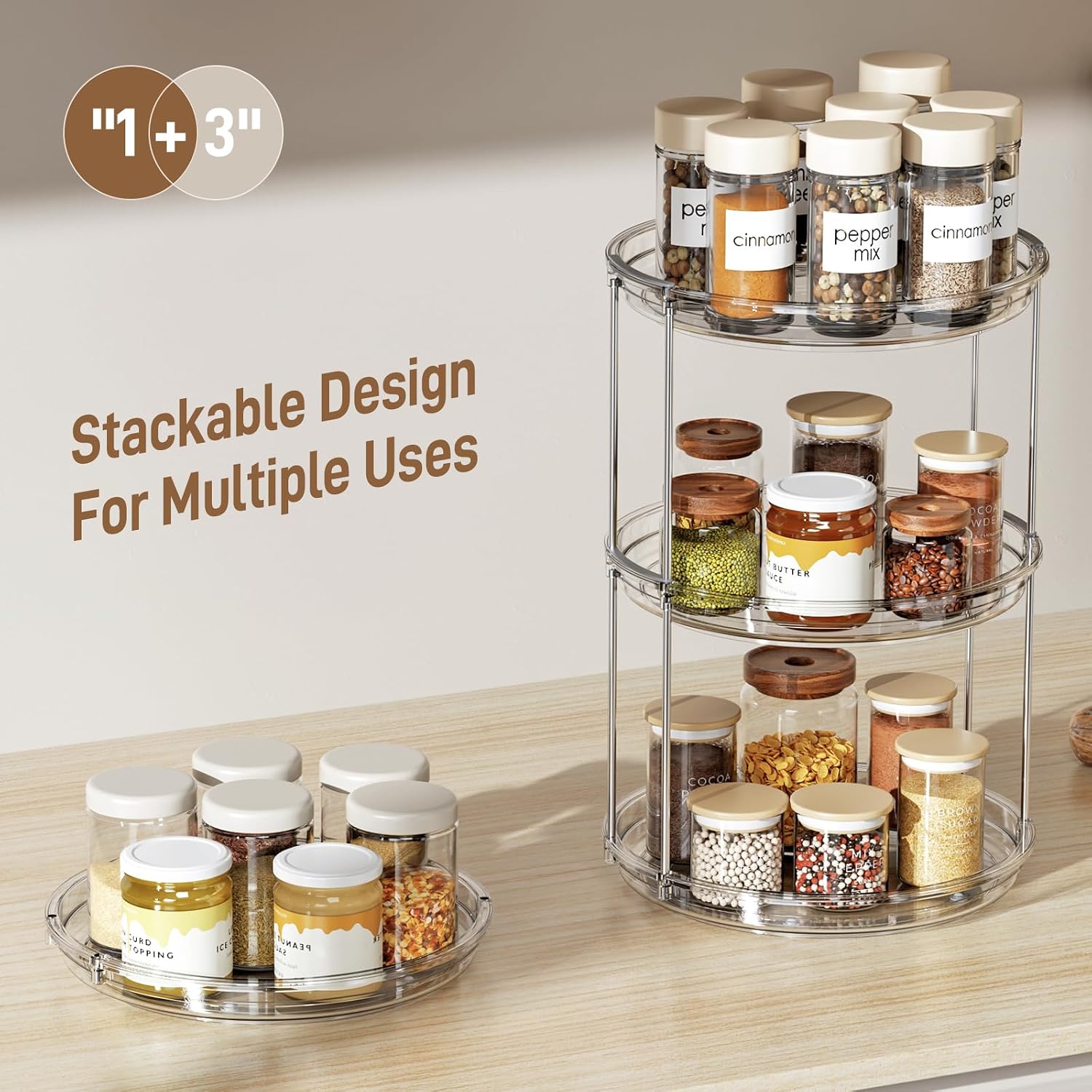 Clear Rotating 2‑Tier Lazy Susan Organizer