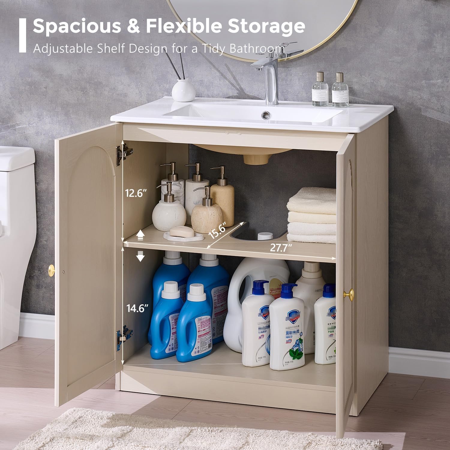 Modern Fluted Bathroom Vanity With Sink
