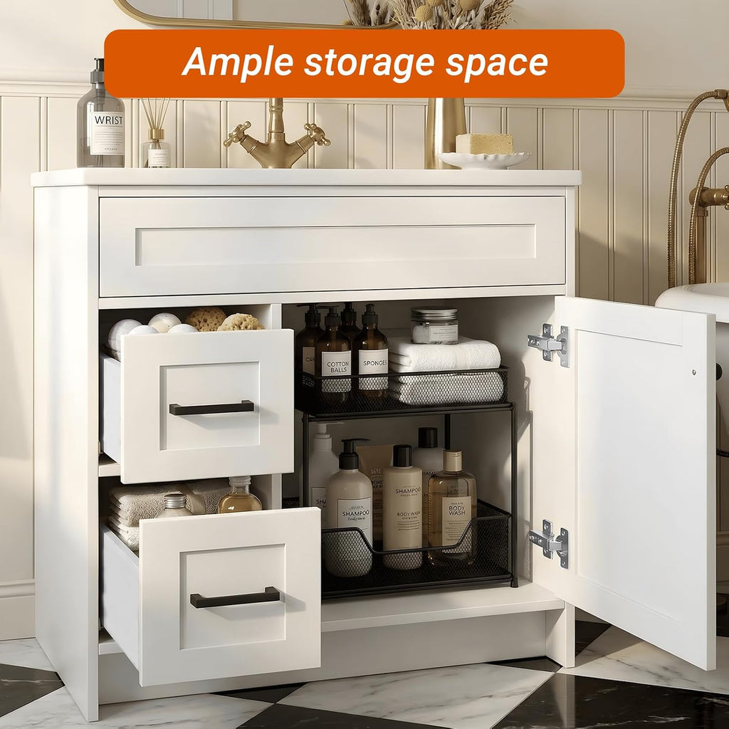 Shaker‑Style White Bathroom Vanity With Sink