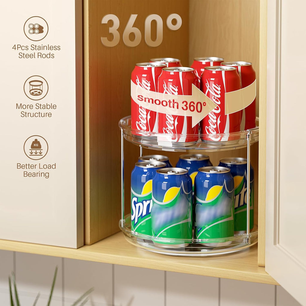 Clear Rotating 2‑Tier Lazy Susan Organizer