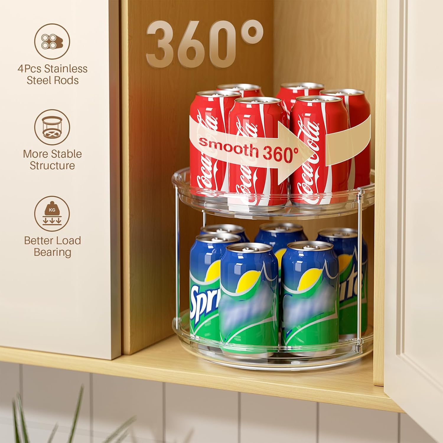 Clear Rotating 2‑Tier Lazy Susan Organizer