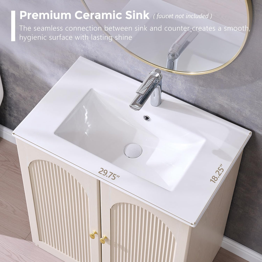Modern Fluted Bathroom Vanity With Sink