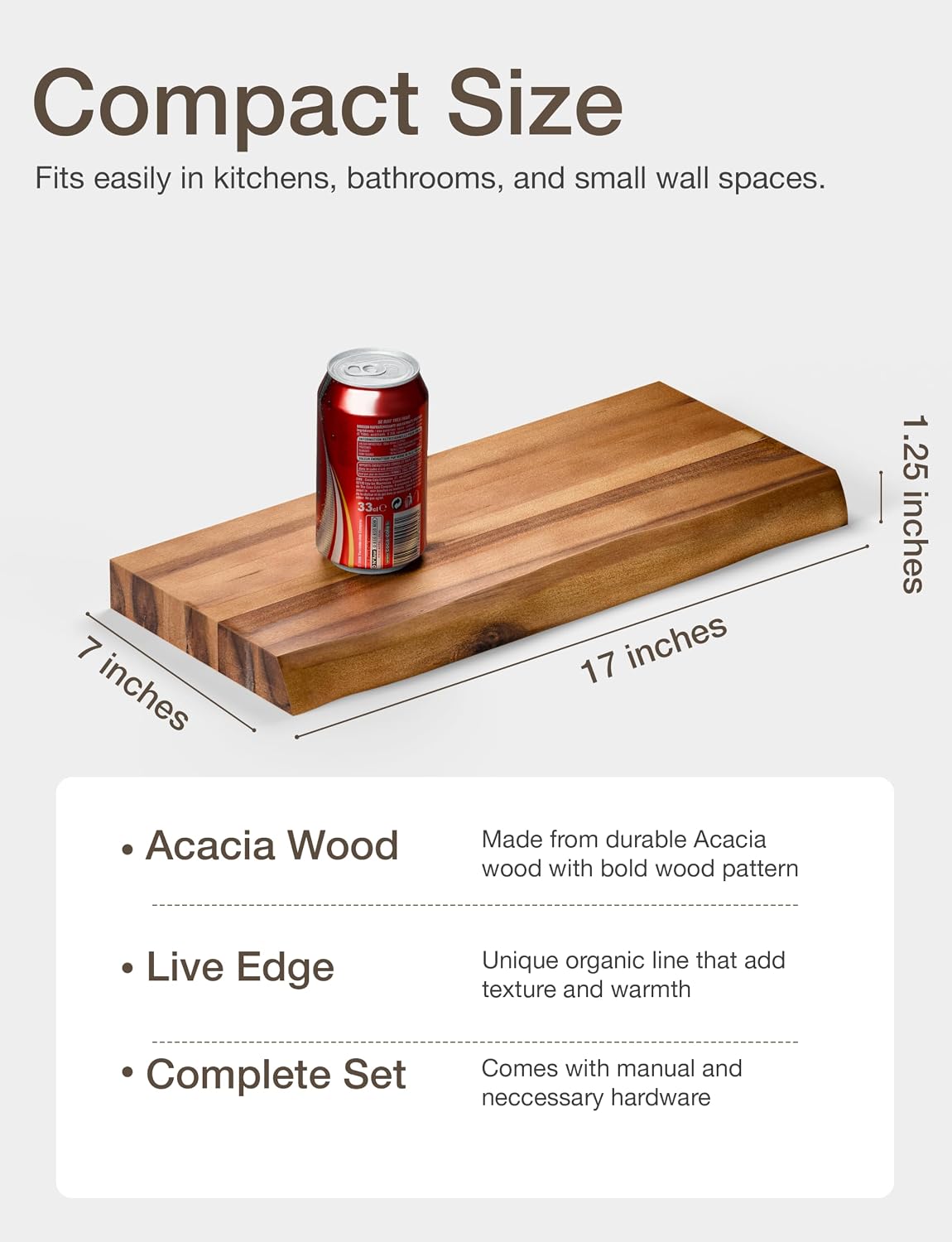Live‑Edge Wooden Floating Wall Shelves