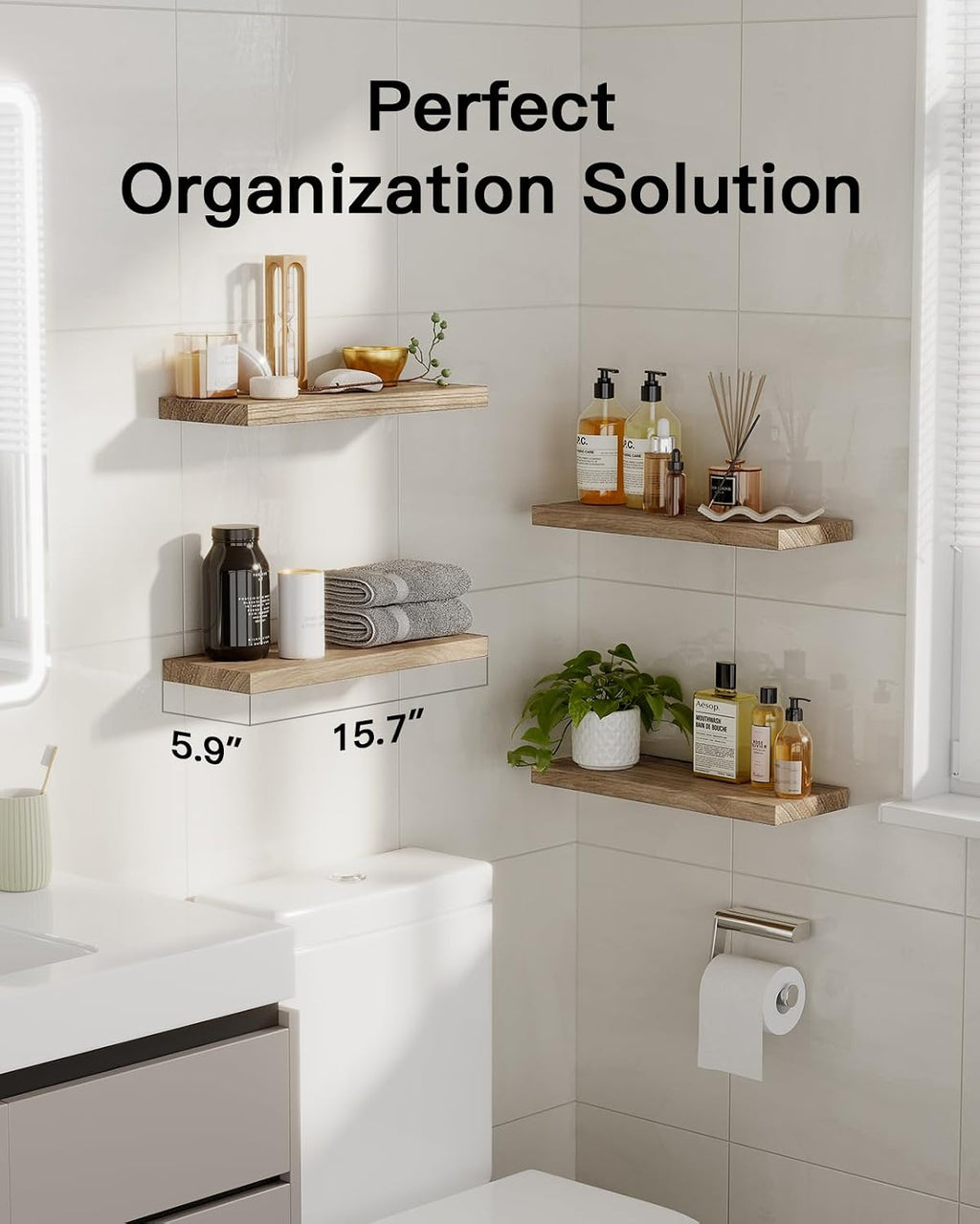 Paulownia Wood Wall Floating Storage Shelves