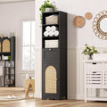 Tall Narrow Rattan Bathroom Storage Cabinet