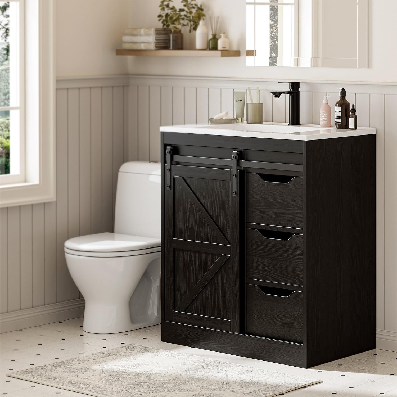 Farmhouse Bathroom Vanity With Resin Sink
