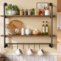 Industrial Pipe 2‑Tier Wall Floating Shelves