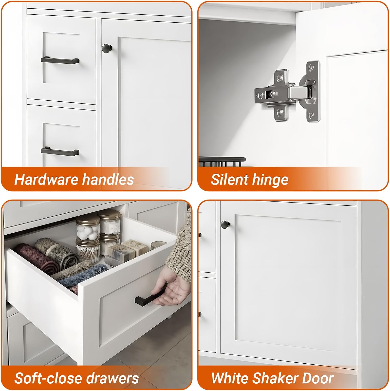 Shaker‑Style White Bathroom Vanity With Sink