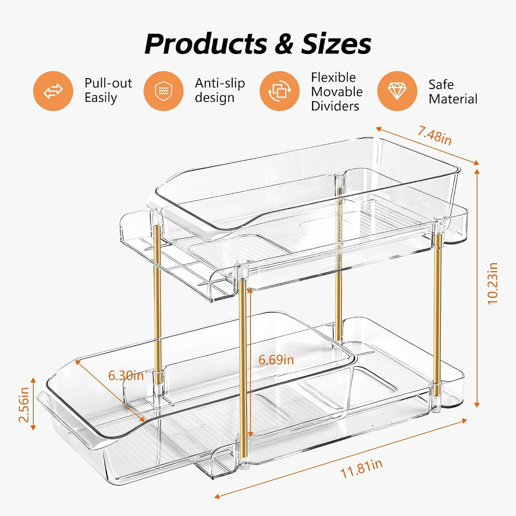 2‑Tier Stackable Pull‑Out Storage Organizer