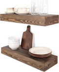 Solid Pine Wood Wall‑Mounted Floating Shelves