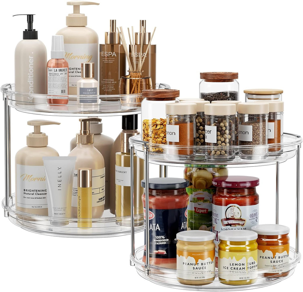 Clear Rotating 2‑Tier Lazy Susan Organizer