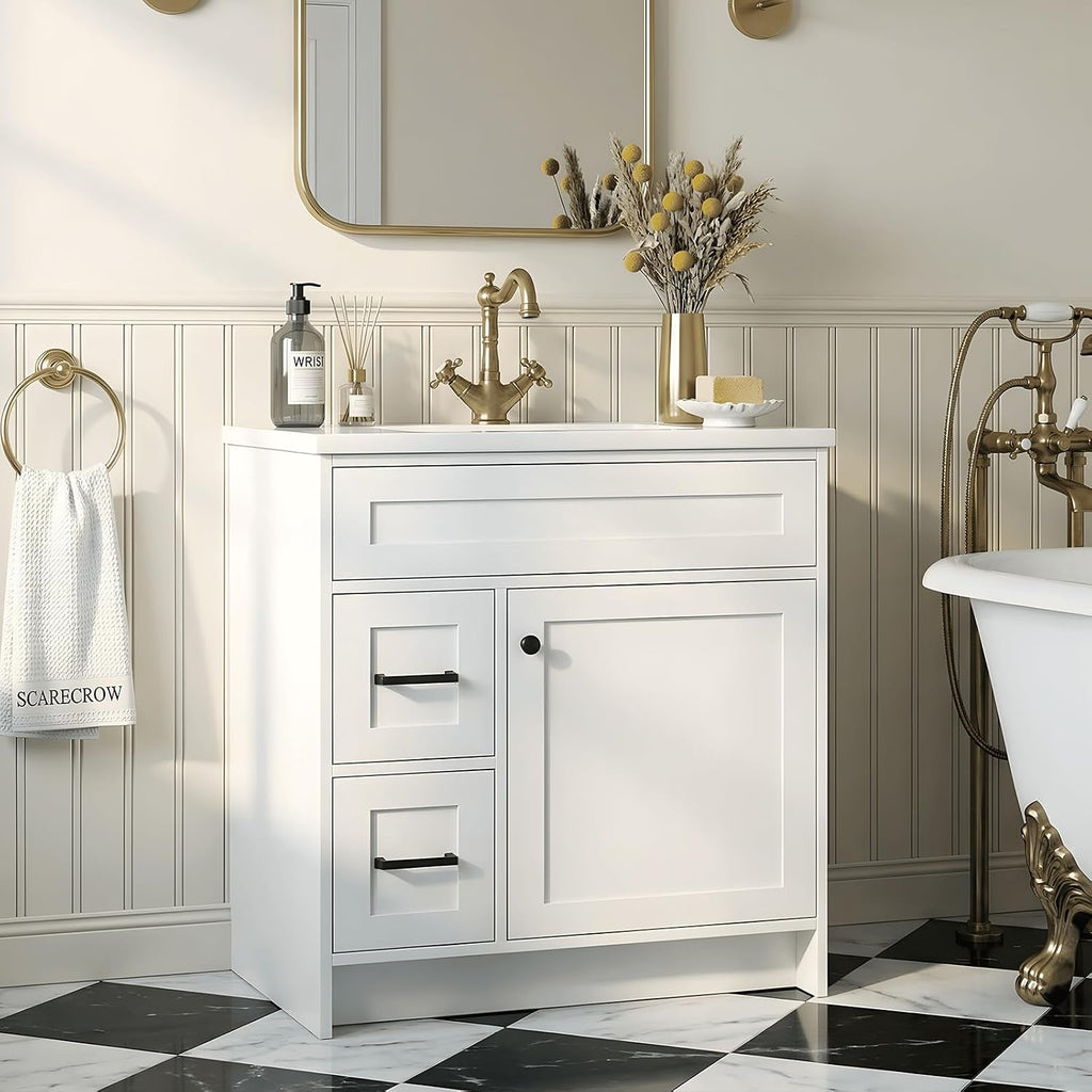 Shaker‑Style White Bathroom Vanity With Sink