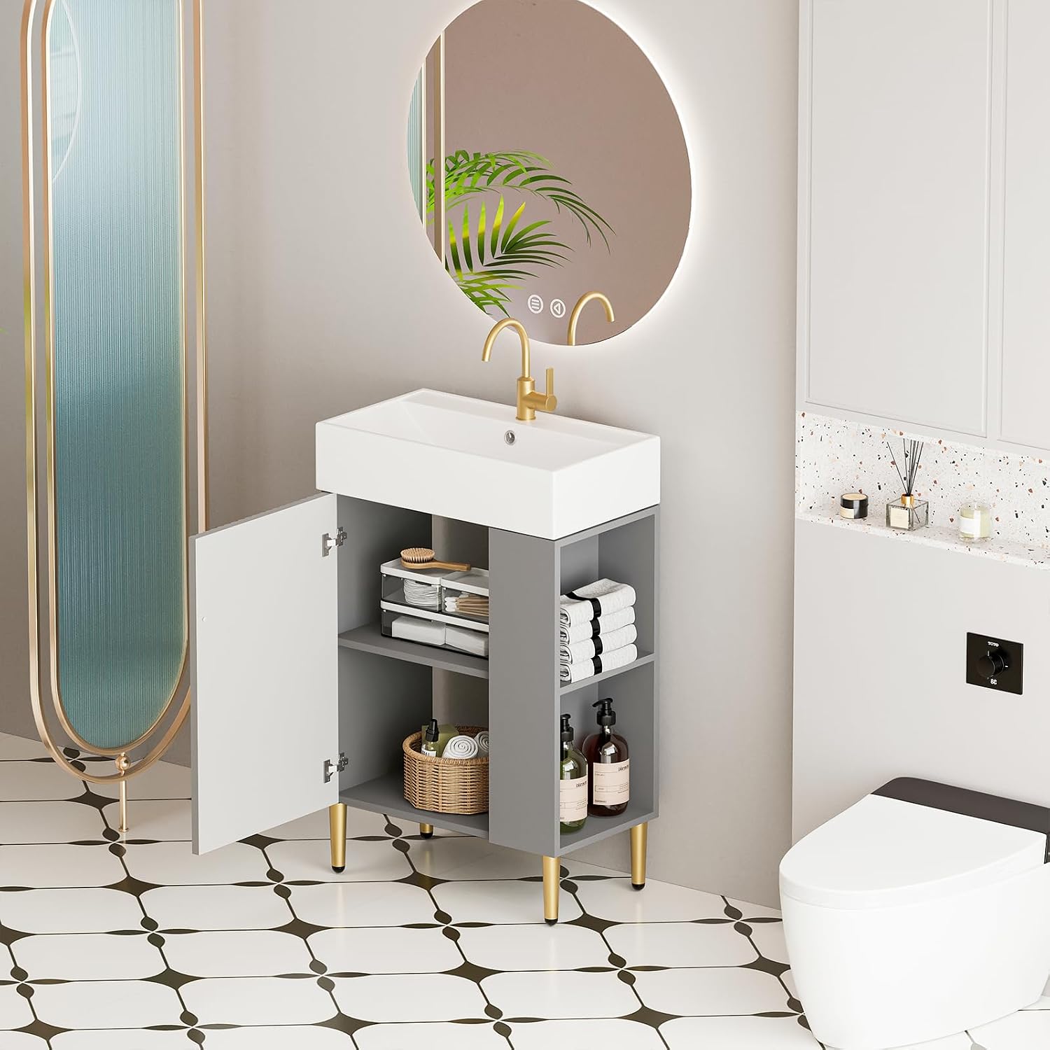 Small Bathroom Vanity With Square Ceramic Sink