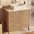 Fluted Oak Bathroom Vanity With Sink