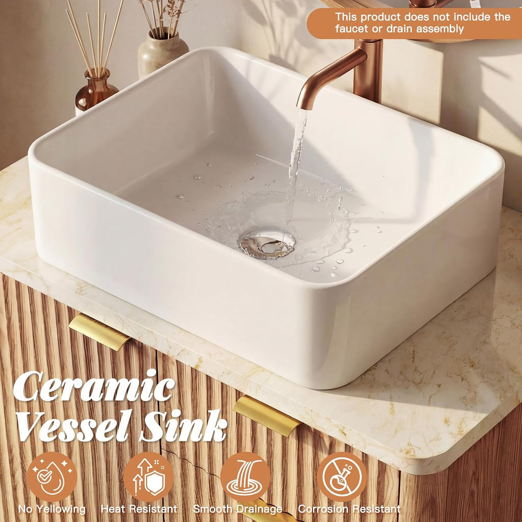 Fluted Oak Bathroom Vanity With Sink