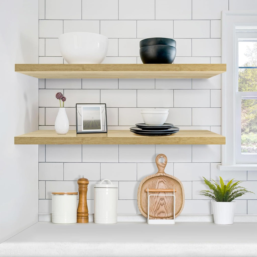 Maple Wood Wall Floating Storage Shelves