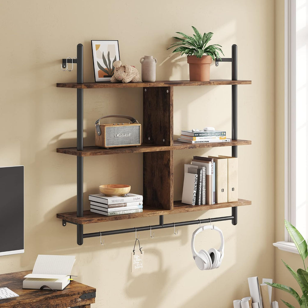 Industrial 3‑Tier Wall Coffee Bar Shelves