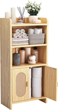 Slim Rattan‑Door Bathroom Storage Cabinet