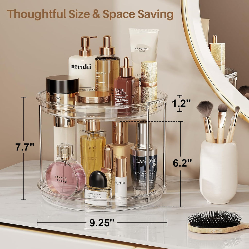 Clear Rotating 2‑Tier Lazy Susan Organizer