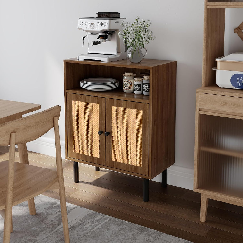 Boho Rattan Accent Storage Cabinet