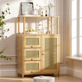 Bamboo Rattan‑Door Kitchen Sideboard Cabinet