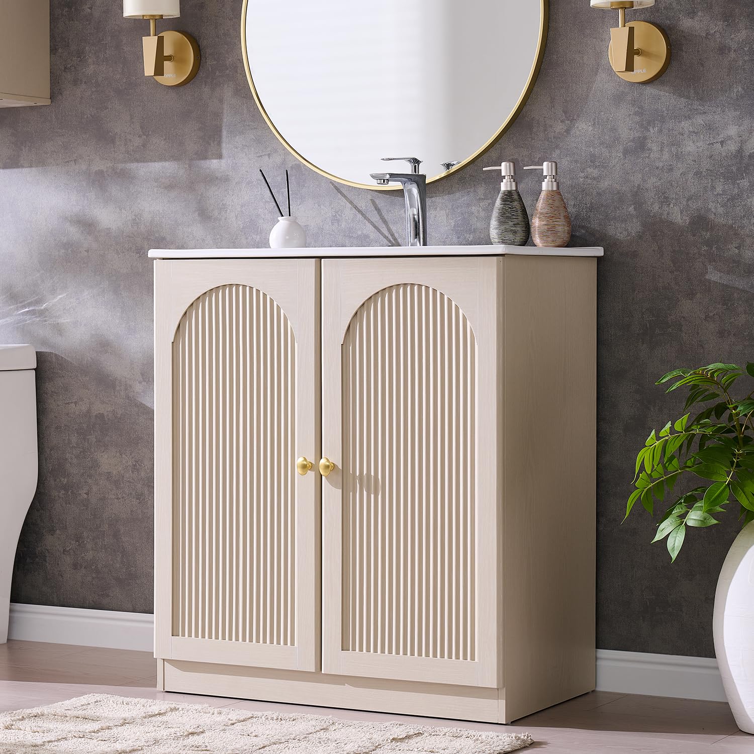 Modern Fluted Bathroom Vanity With Sink