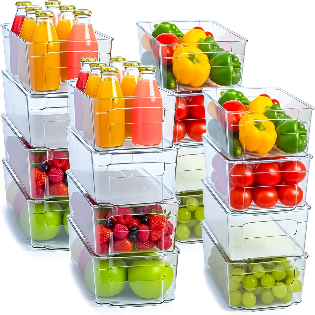Clear Stackable Refrigerator Organizer Bins