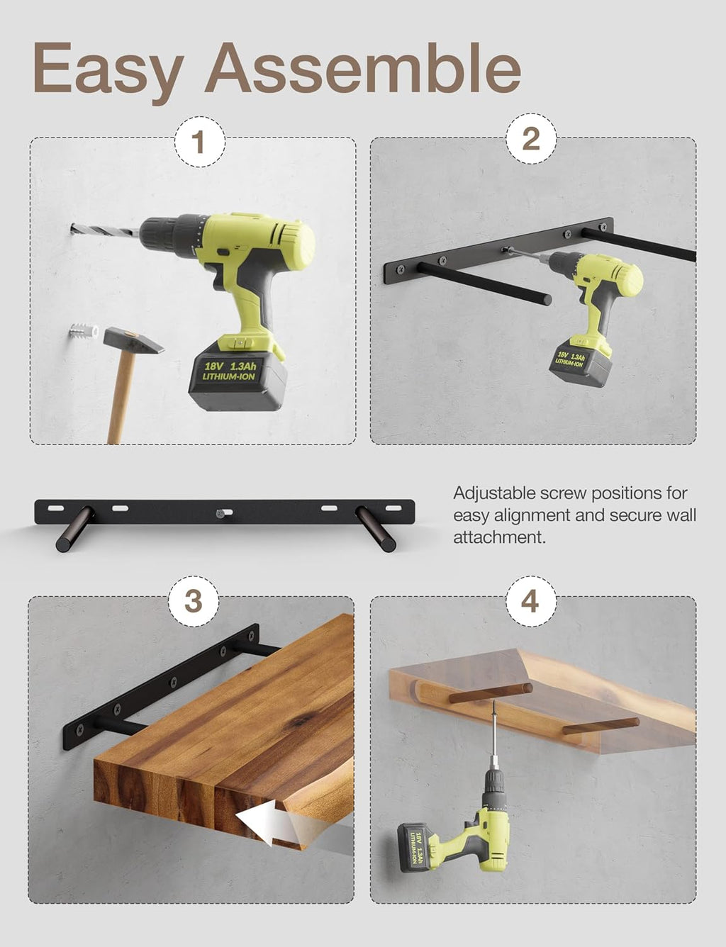 Live‑Edge Wooden Floating Wall Shelves