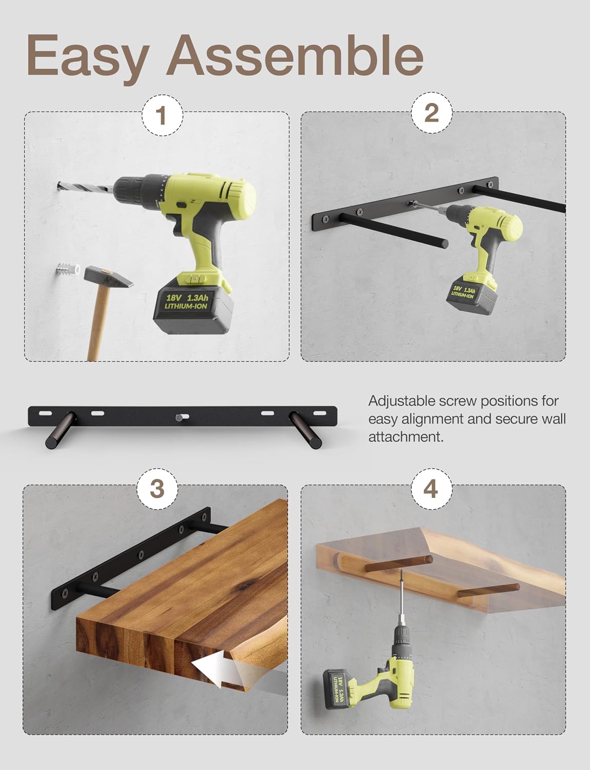 Live‑Edge Wooden Floating Wall Shelves