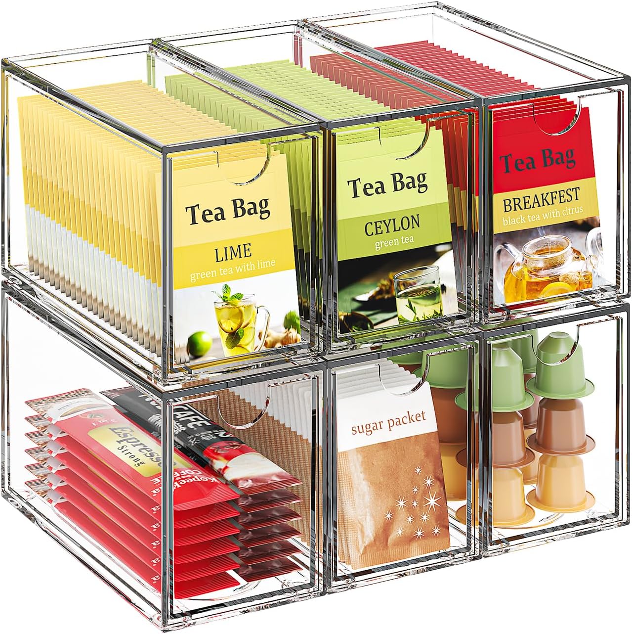 Clear Stackable Acrylic Tea Bag Organizer
