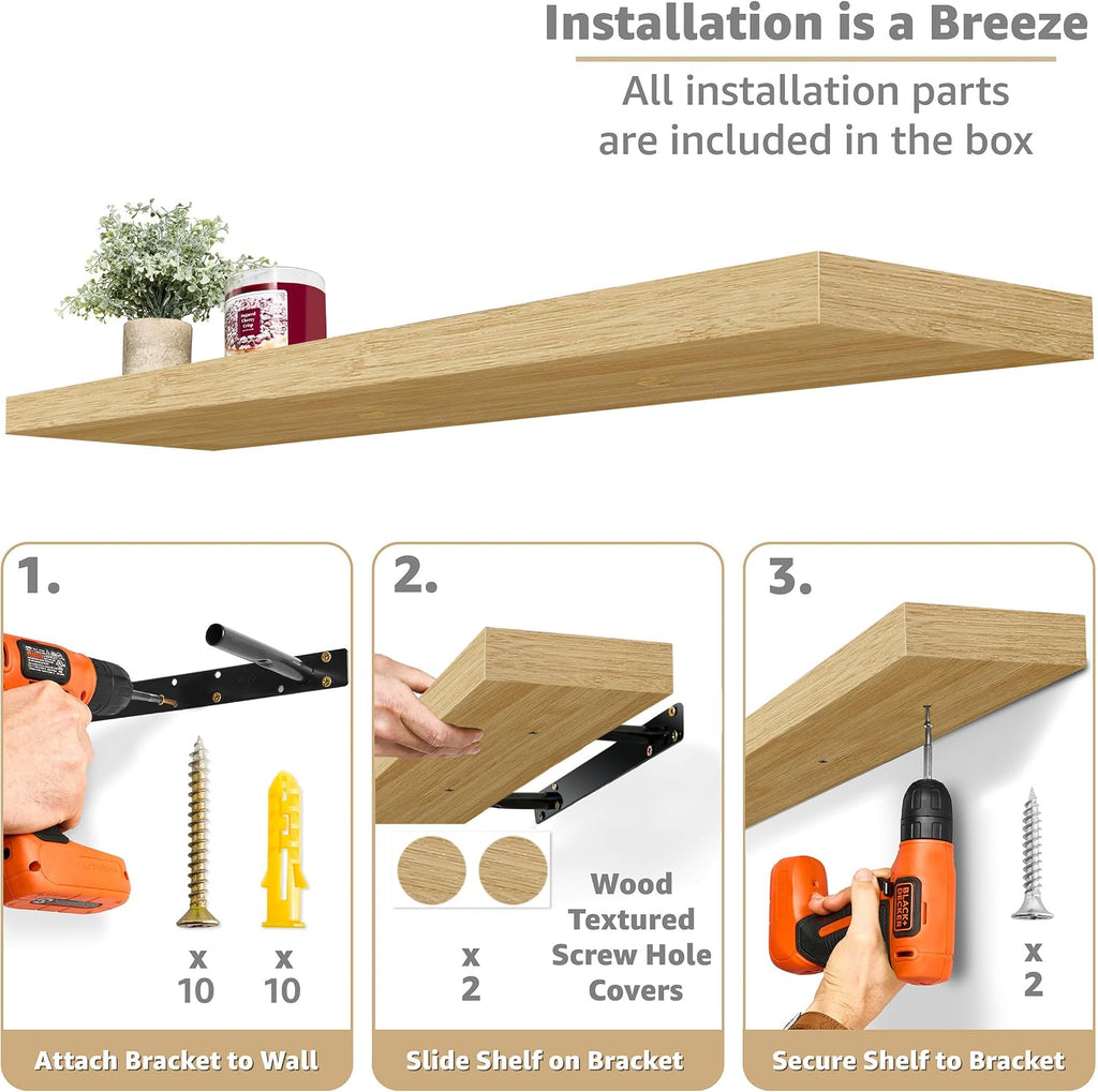 Maple Wood Wall Floating Storage Shelves