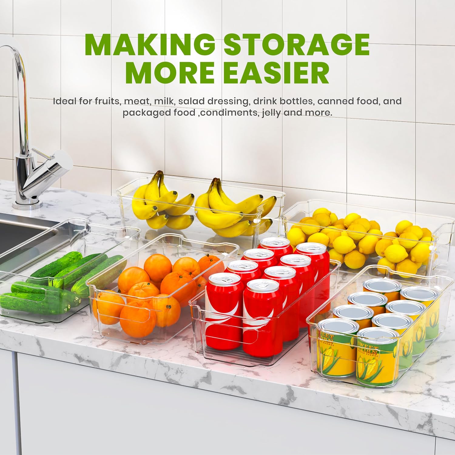 Clear Stackable Refrigerator Organizer Bins