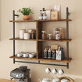 Industrial 3‑Tier Wall Coffee Bar Shelves