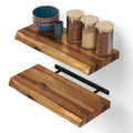 Live‑Edge Wooden Floating Wall Shelves