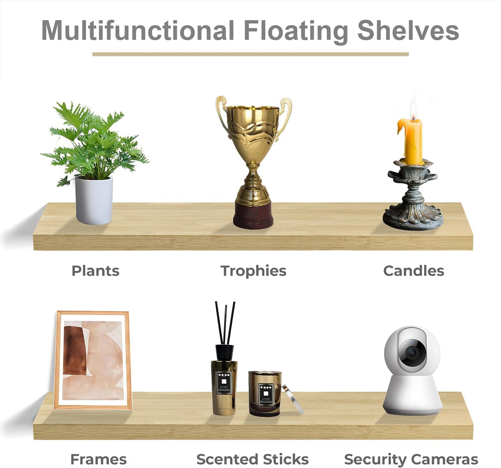 Maple Wood Wall Floating Storage Shelves