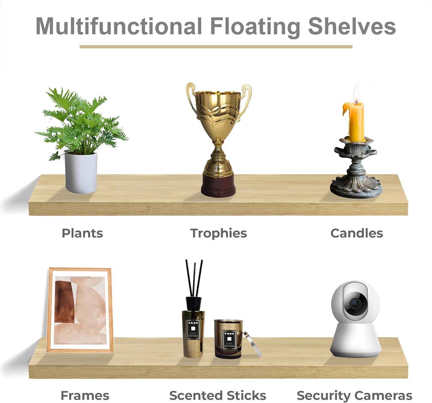 Maple Wood Wall Floating Storage Shelves