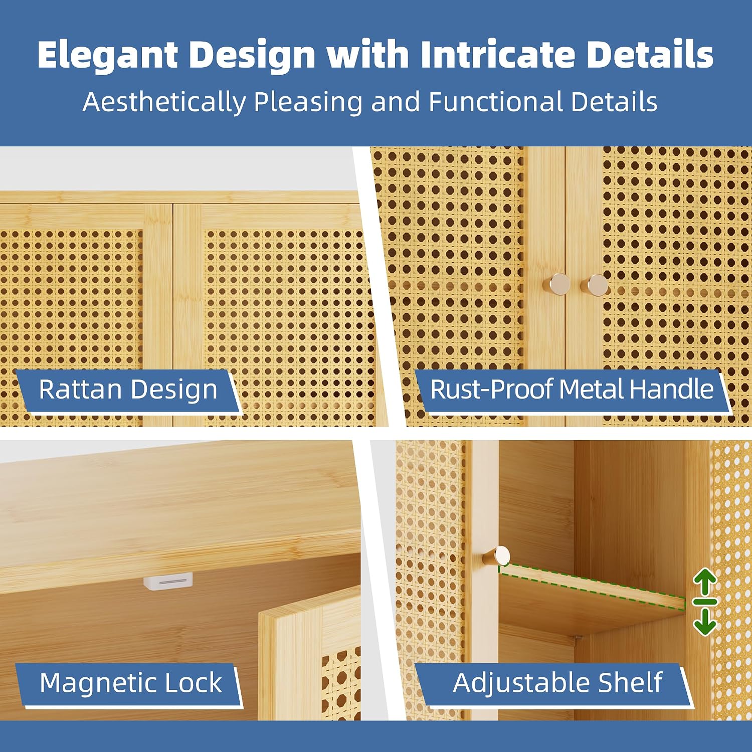 Wall‑Mounted Bamboo Rattan Bathroom Cabinet