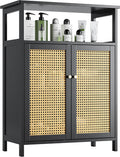 Freestanding Bamboo Rattan Storage Cabinet