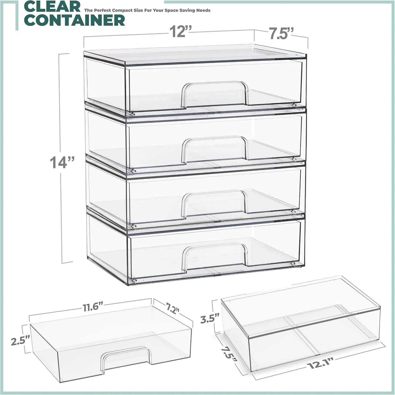 Clear Stackable Pull‑Out Storage Drawers