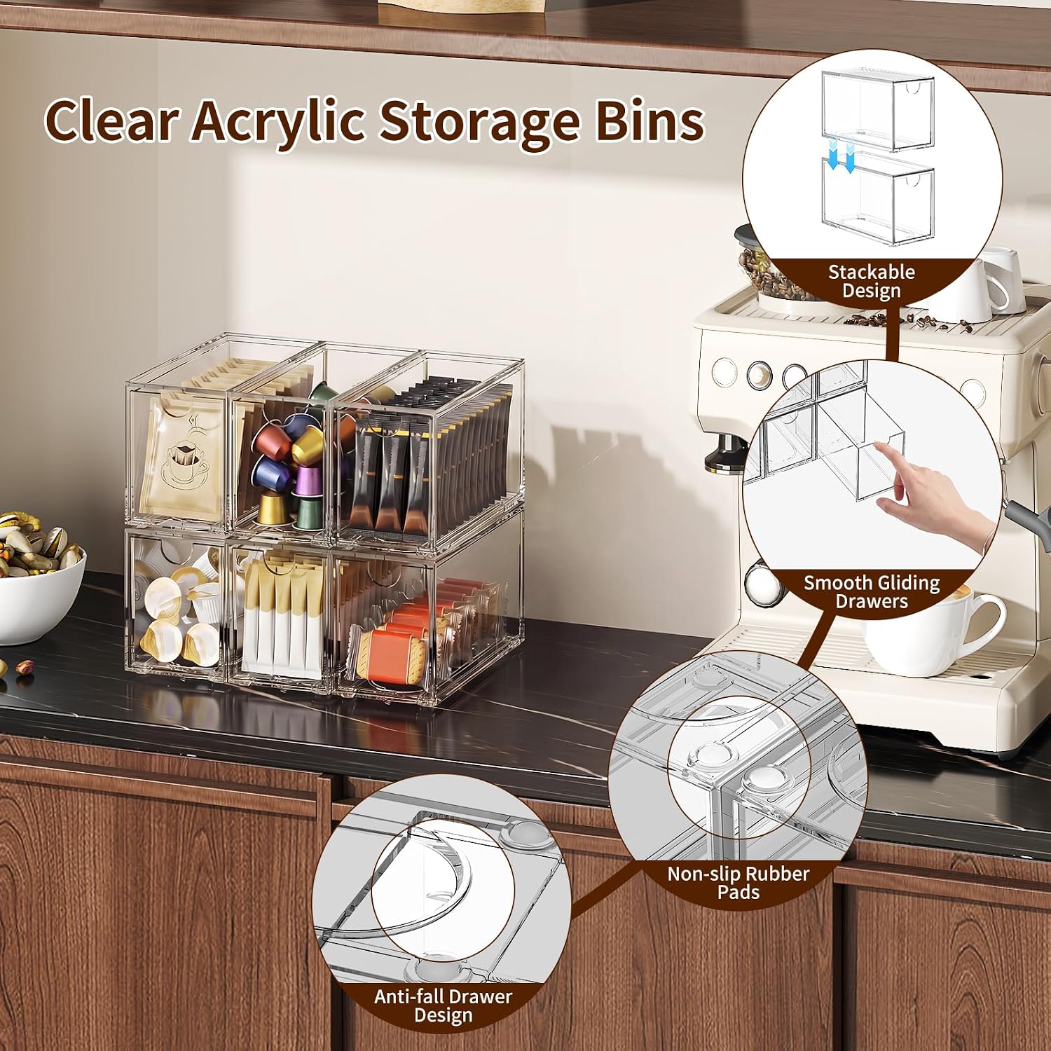 Clear Stackable Acrylic Tea Bag Organizer