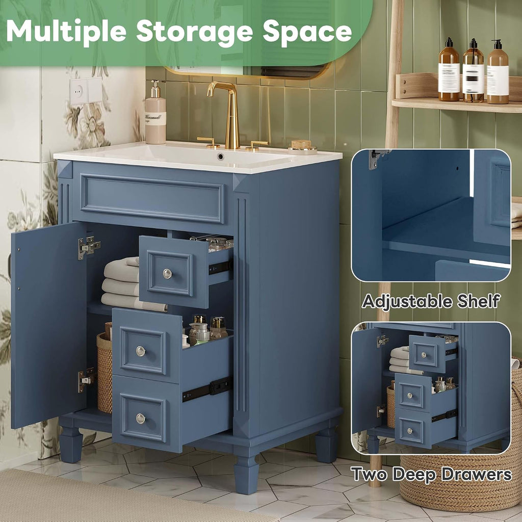 Blue Freestanding Bathroom Vanity With Sink
